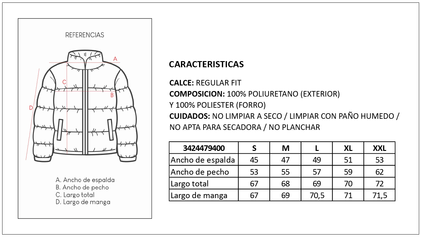 Tabla de Talles Campera Hombre Britches